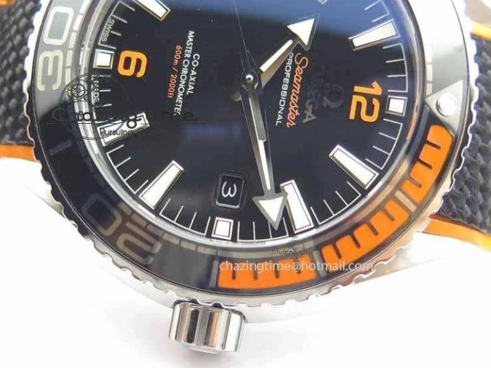 0417 Resilient Planet Ocean 2016 43.5mm SS OM 1:1 Best Edition Black Dial On Black Nylon Strap A 8167